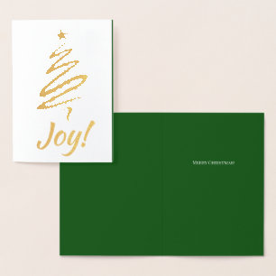 Cartão Metalizado Alegria! Árvore de Natal Verde Palavras suas