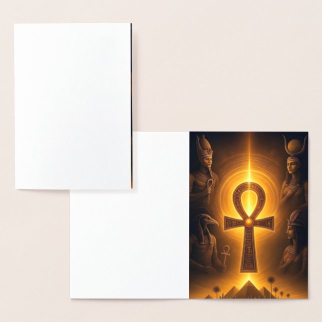 Cartão Metalizado Ancient Egyptian Postcard | Pharaonic Art Design b (Exibição)