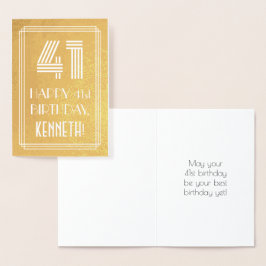 Cartão Metalizado Aniversário da rua - Art Deco Inspirou "41" + Nome