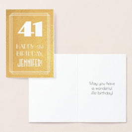 Cartão Metalizado Aniversário da rua ~ Estilo de Deco da Arte "41" e
