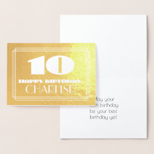 Cartão Metalizado Aniversário de 10 anos: Nome + Estilo Inspirado em