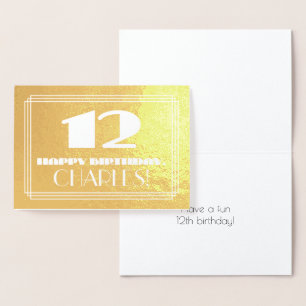 Cartão Metalizado Aniversário de 12 anos: Nome + Estilo Inspirado em