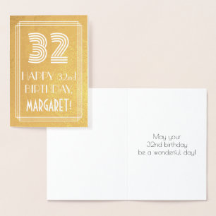 Cartão Metalizado Aniversário de 32 anos – Visual inspirado em Art D