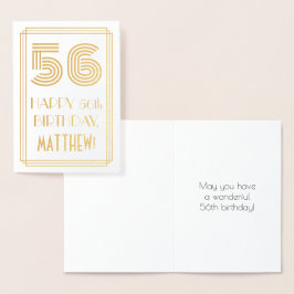 Cartão Metalizado Aniversário de 56 anos - Visual Inspirado no Art D