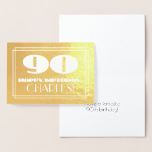 Cartão Metalizado Aniversário de 90 anos: Nome + Visual Inspirado no