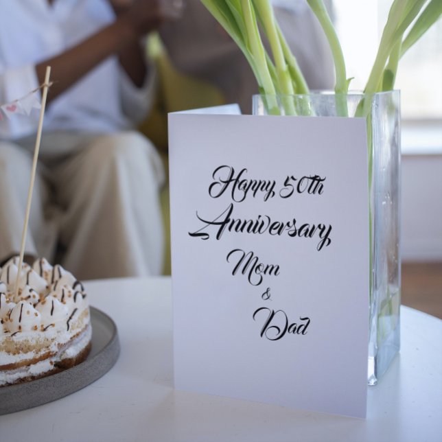 Cartão Metalizado Aniversário de Casamento da Mãe e do Ouro Pai (In Situ Table)