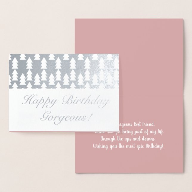 Cartão Metalizado Aniversário Geométrico da Árvore de Natal Moderna (Exibição)