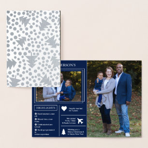 Cartão Metalizado Ano em análise   Feriado Infográfico de Natal