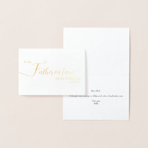 Cartão Metalizado Ao Meu Sogro no Dia do Meu Casamento Obrigado