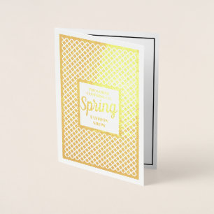 Cartão Metalizado Apresentação de Moda Dourada Personalizada   Event