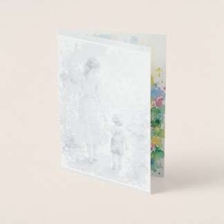 Cartão Metalizado Aquarela Personalizada Mãe e Filho