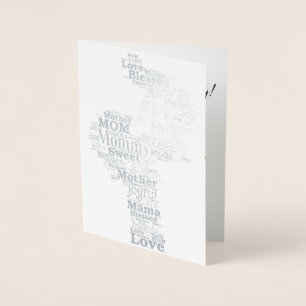 Cartão Metalizado Arte de Palavras-Mãe 