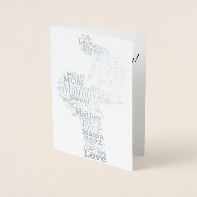 Cartão Metalizado Arte de Palavras-Mãe (Frente)