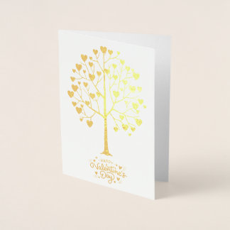 Cartão Metalizado Árvore de Coração Folheado a Ouro, Será Meu Namora