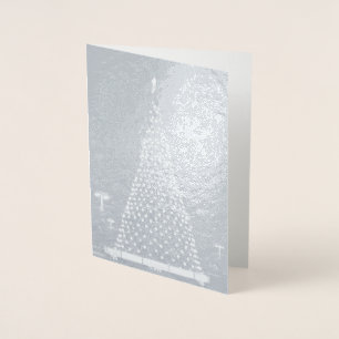 Cartão Metalizado Árvore de Natal com luzes azuis