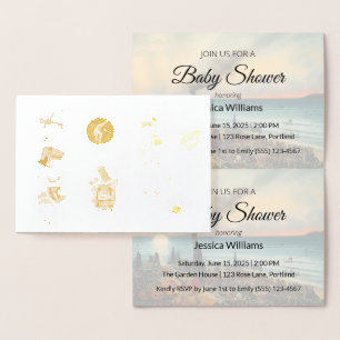 Cartão Metalizado Atualização do Chá de Bebê Boho Fofo