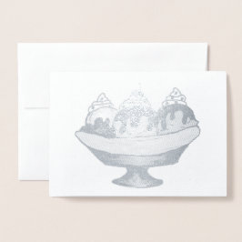 Cartão Metalizado Banana Sundae Sorvete Sundae Comida Social