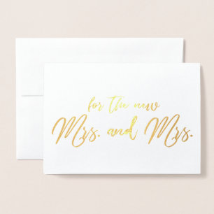 Cartão Metalizado Belo Casamento Lésbico Congrats Caligrafia