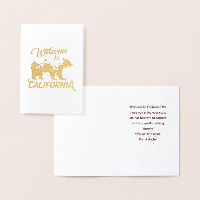 Cartão Metalizado Bem-vindo à Floresta do Urso da Califórnia (Exibição)