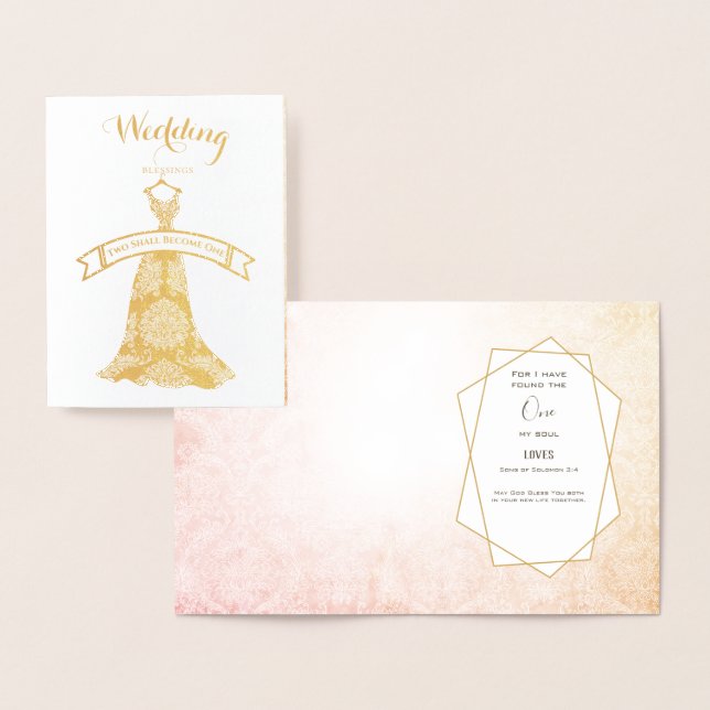 Cartão Metalizado Bênção De Casamento Dois Se Tornará Um (Exibição)