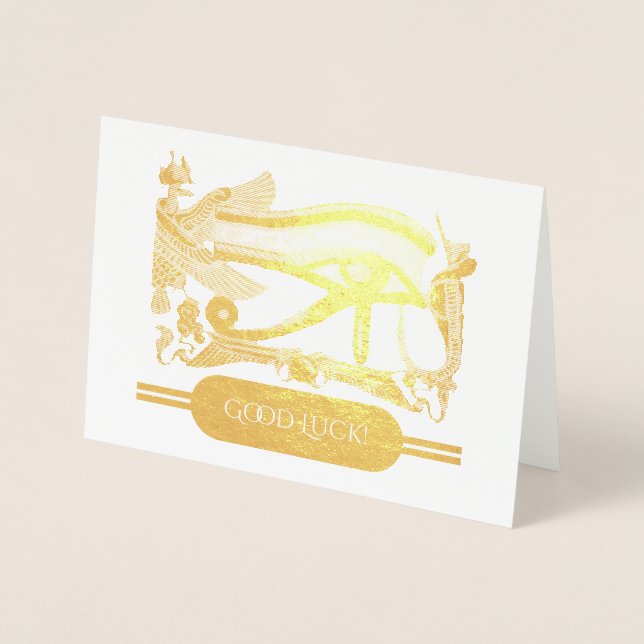 Cartão Metalizado Boa Sorte com Olho de Horus. (Frente)