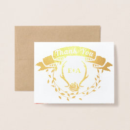 Cartão Metalizado Boho Bohemian Deer Antler e Rosa Casamento Rosa