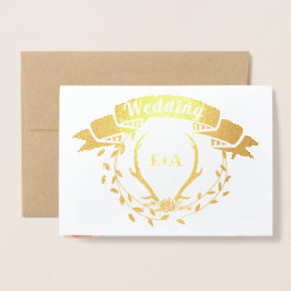 Cartão Metalizado Boho Pink Blush Rosa Dourado Casamento Antler Real