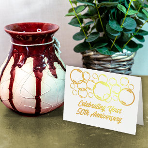 Cartão Metalizado Bolhas de Celebração do 50º Aniversário