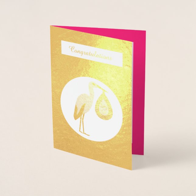 Cartão Metalizado Bonito Tempestade de Bebê Rosa (Frente)