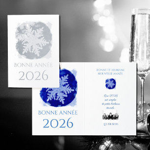 Cartão Metalizado Bonne Annee - floco de neve - 2026 prata