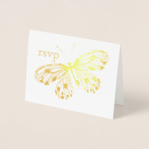 Cartão Metalizado Borboleta dourada RSVP