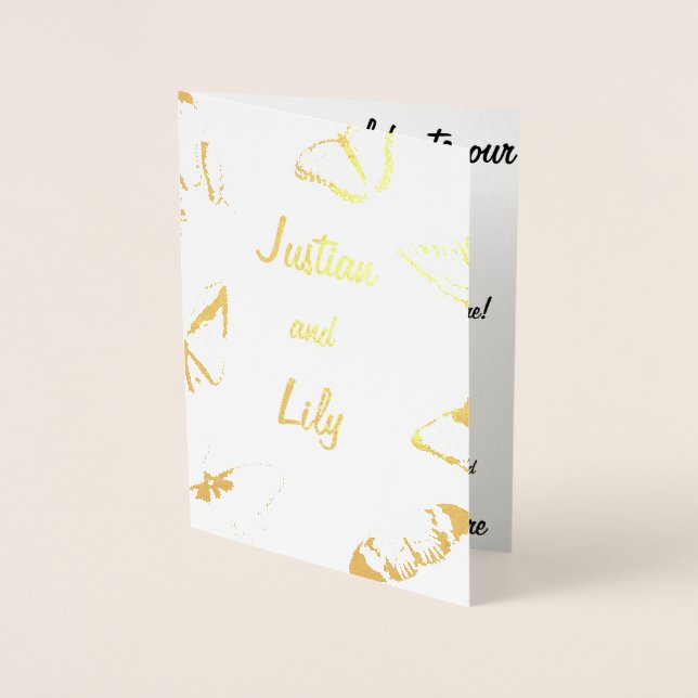 Cartão Metalizado Borboletas brancas e pretas (Frente)