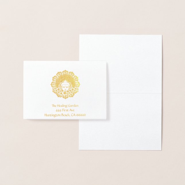 Cartão Metalizado Buda Flor Mandala Personalizável (Exibição)