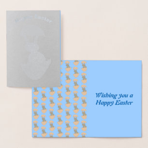 Cartão Metalizado Bunny Hatching from Egg Weird Foil Card
