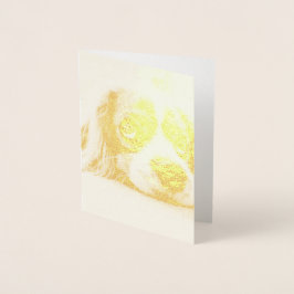 Cartão Metalizado Cachorro Panelado De Olhos Tristes