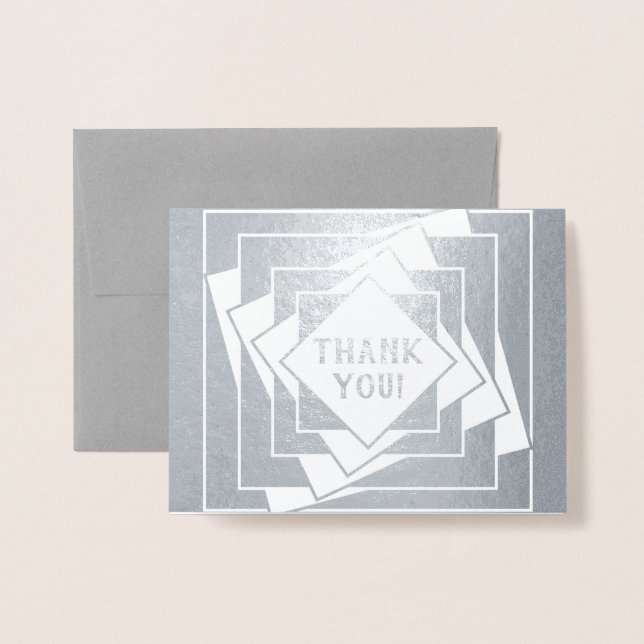 Cartão Metalizado Caixas Inclinação Obrigado (Frente com envelope)