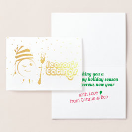 Cartão Metalizado Camas comendo prato retrógrado comida de biscoito