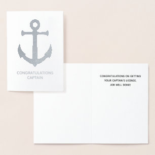 Cartão Metalizado Captain License Parabéns Card
