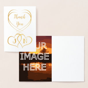 Cartão Metalizado Carregamento Personalizado de Fotografias Obrigado