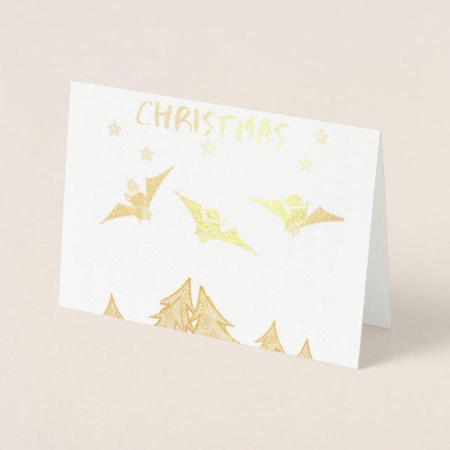 Cartão Metalizado Cartaz de natal do tema gótico com morcegos bonito (Frente)