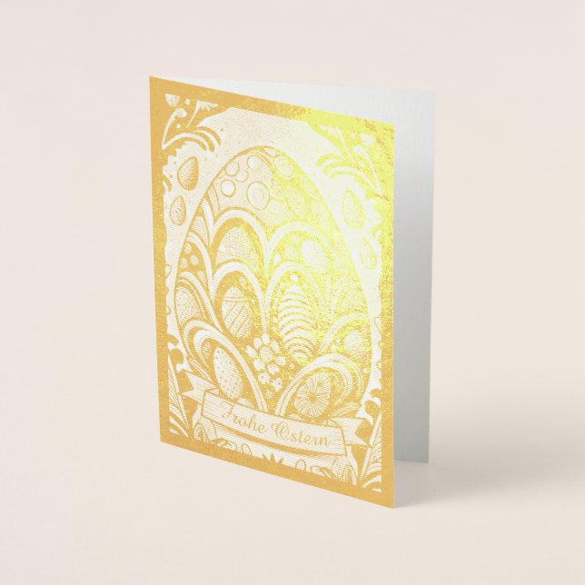 Cartão Metalizado Cartoon de Osterímetro monocromático mit Ostereier (Frente)