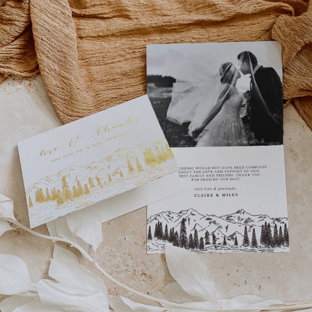 Cartão Metalizado Casamento De Esquetes Montanhês Obrigado (Criador carregado)