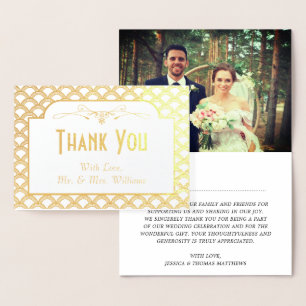 Cartão Metalizado Casamento de Foto Gatsby da Vintage de 1920 Obriga