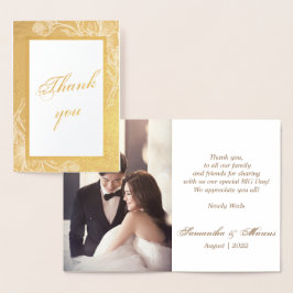 Cartão Metalizado Casamento Fotográfico Chic Dourado Faux Metal Muit