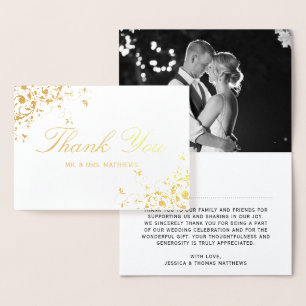 Cartão Metalizado Casamento Fotográfico de Sujãs Elegantes Obrigado
