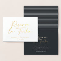 Casamento moderno Reserva la Fecha creme ouro Salv