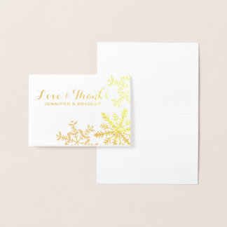 Cartão Metalizado Casamento no inverno de Flocos de Neve Gold Foil