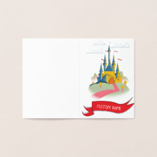 Cartão Metalizado Castelo de Fantasia com Texto Personalizado