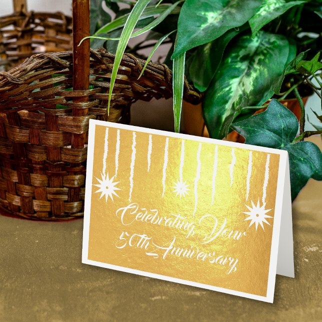 Cartão Metalizado Celebração do 50º Aniversário do Modern Foil (Modern Foil 50th Anniversary Card.)