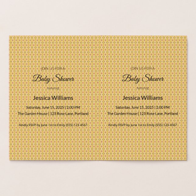 Cartão Metalizado Chá de Bebê Boho Fofo Neutro em Gênero, Personaliz (Interior)